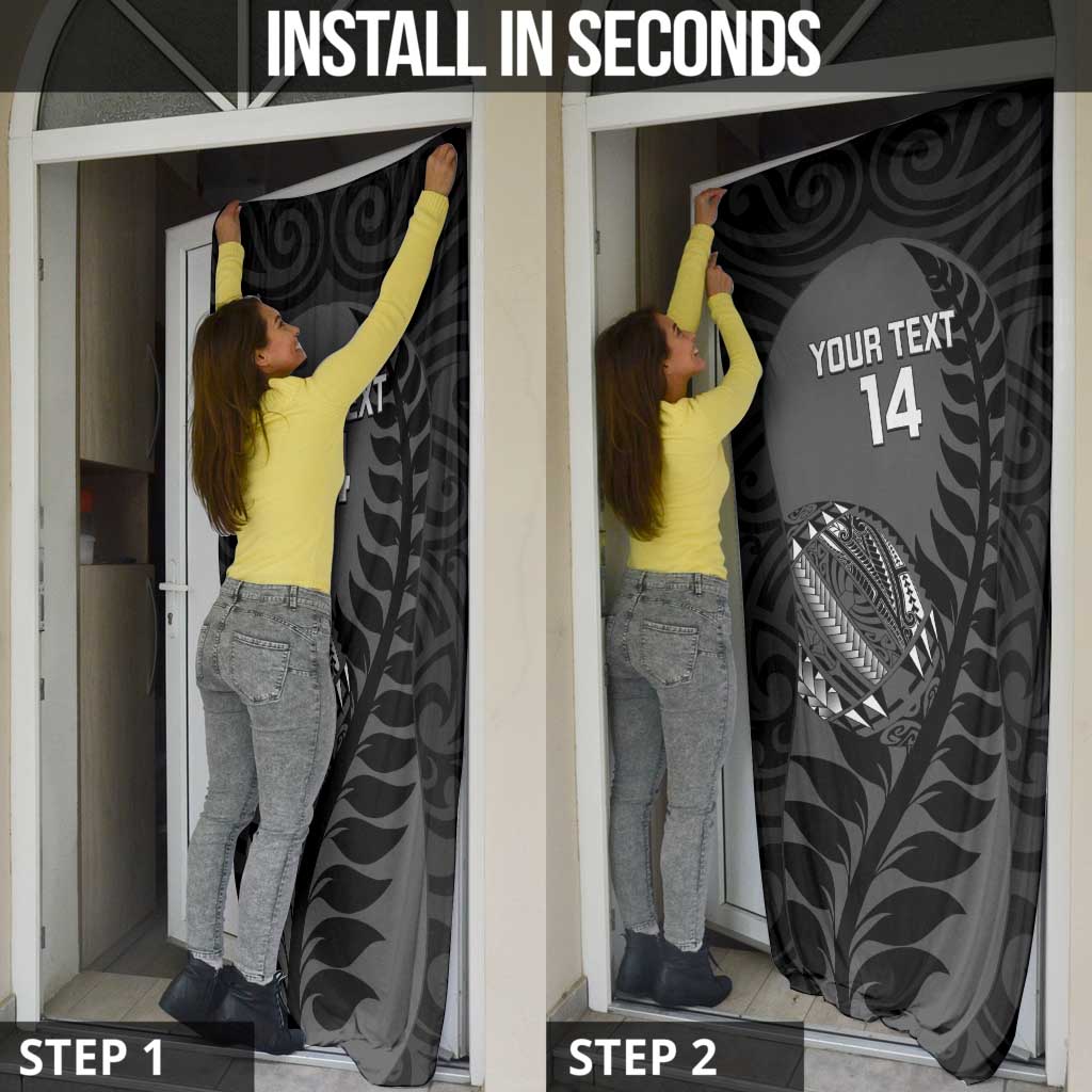 Custom New Zealand Silver Fern Rugby 2025 Door Cover Go Champions Aotearoa Maori Black - Polynesian Pride