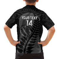 Custom New Zealand Silver Fern Rugby 2025 Family Matching Off Shoulder Short Dress and Hawaiian Shirt Go Champions Aotearoa Maori Black