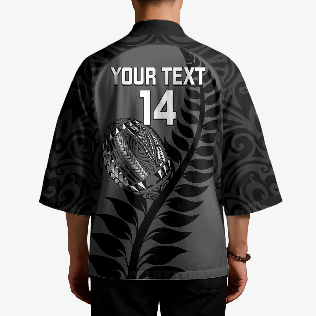 Custom New Zealand Silver Fern Rugby 2025 Kimono Go Champions Aotearoa Maori Black - Polynesian Pride
