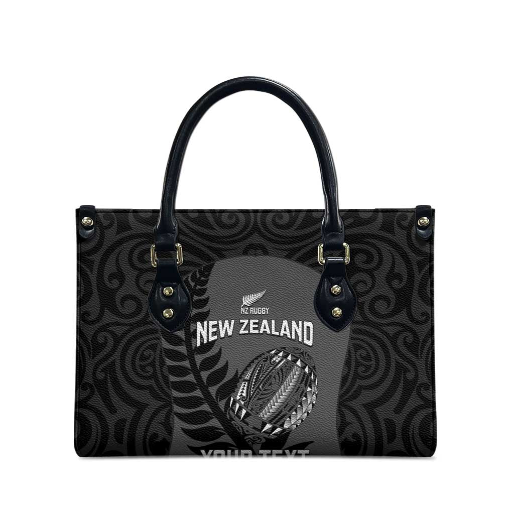 Custom New Zealand Silver Fern Rugby 2025 Leather Bag Go Champions Aotearoa Maori Black - Polynesian Pride