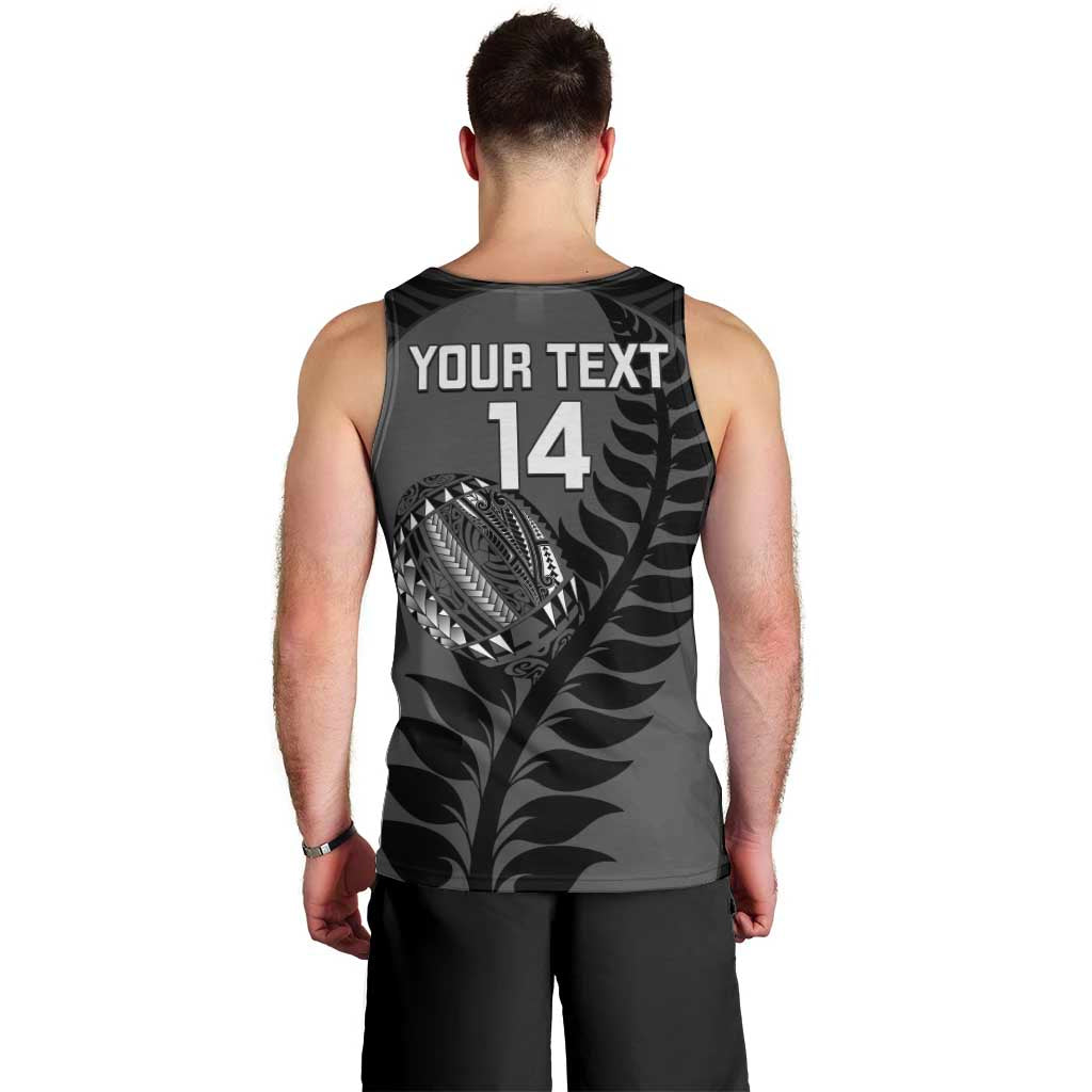 Custom New Zealand Silver Fern Rugby 2025 Men Tank Top Go Champions Aotearoa Maori Black