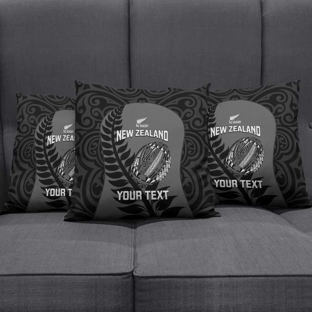 Custom New Zealand Silver Fern Rugby 2025 Pillow Cover Go Champions Aotearoa Maori Black - Polynesian Pride