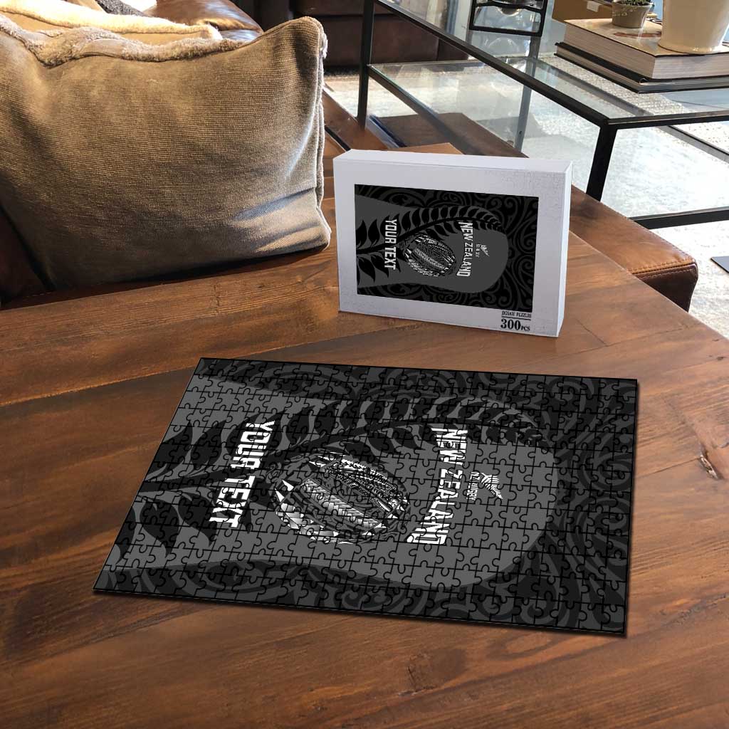 Custom New Zealand Silver Fern Rugby 2025 Puzzle Go Champions Aotearoa Maori Black - Polynesian Pride