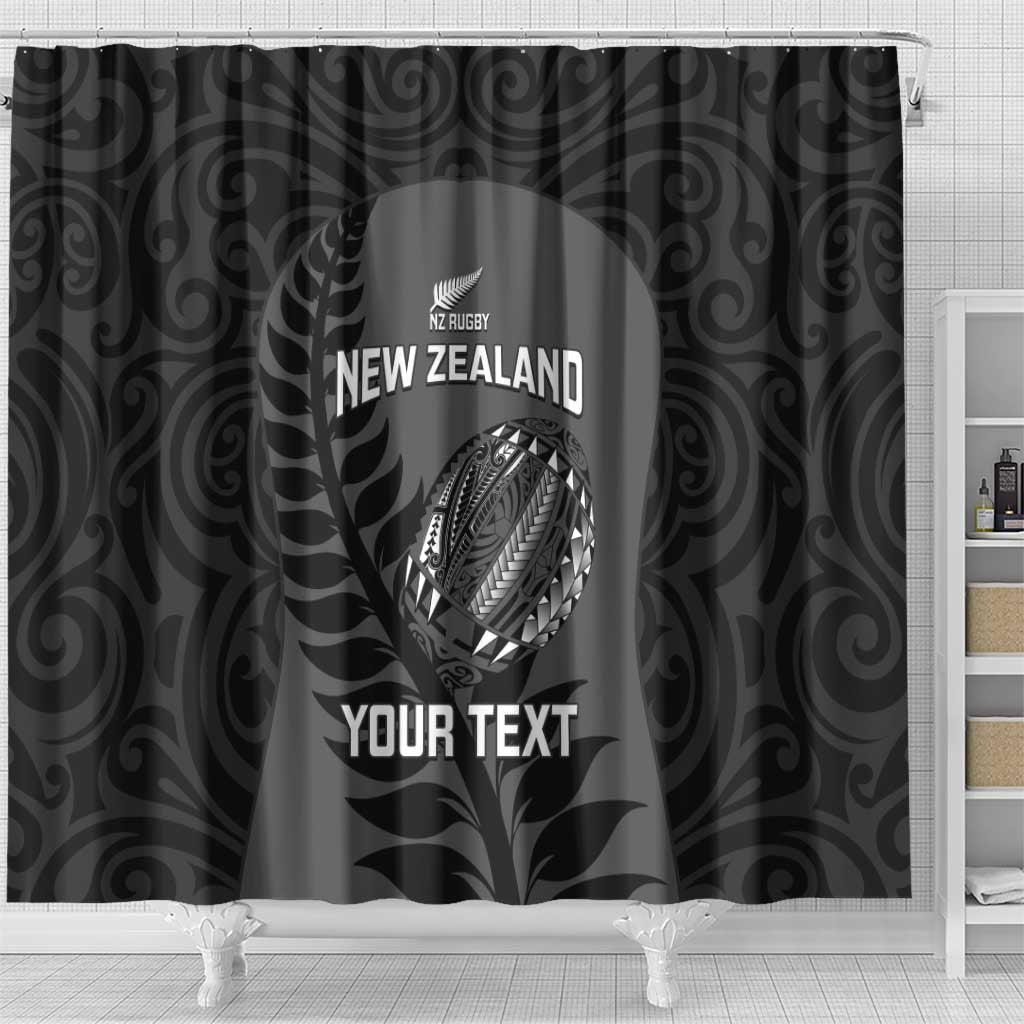 Custom New Zealand Silver Fern Rugby 2025 Shower Curtain Go Champions Aotearoa Maori Black