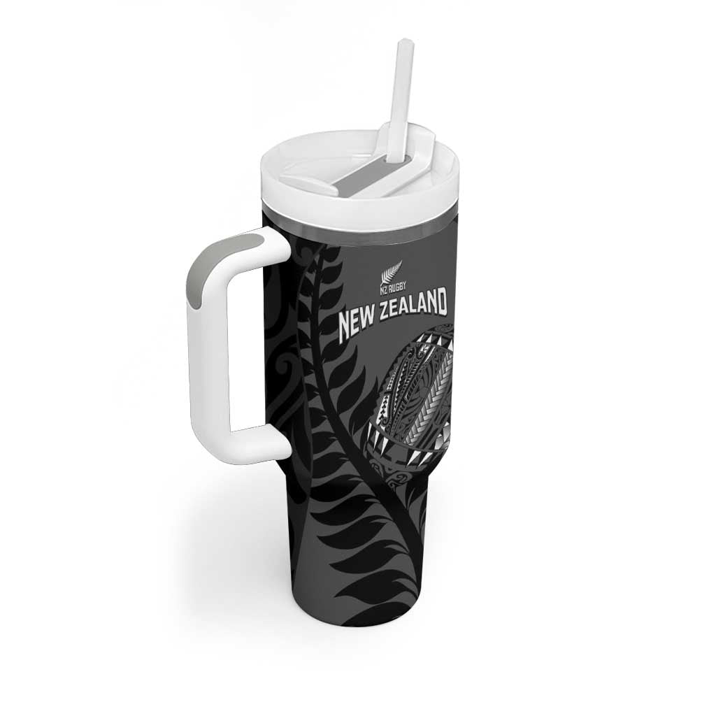 Custom New Zealand Silver Fern Rugby 2025 Tumbler With Handle Go Champions Aotearoa Maori Black