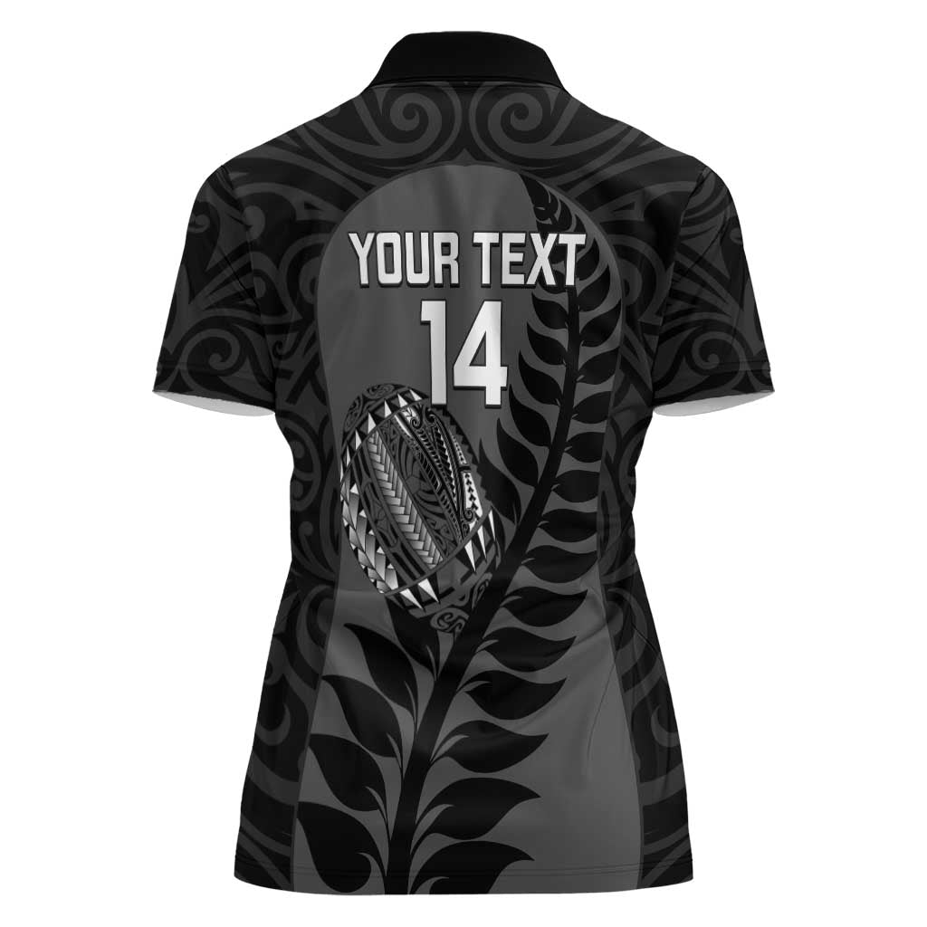 Custom New Zealand Silver Fern Rugby 2025 Women Polo Shirt Go Champions Aotearoa Maori Black