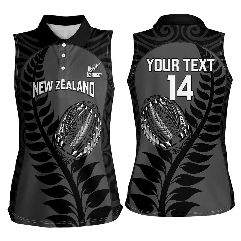 Custom New Zealand Silver Fern Rugby 2025 Women Sleeveless Polo Shirt Go Champions Aotearoa Maori Black