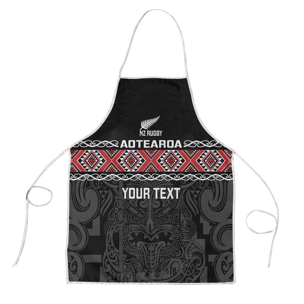 Custom New Zealand Silver Fern Rugby Apron All Black Maori Taniko Pattern - Polynesian Pride