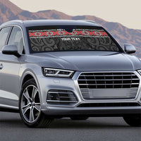 Custom New Zealand Silver Fern Rugby Auto Sun Shade All Black Maori Taniko Pattern - Polynesian Pride