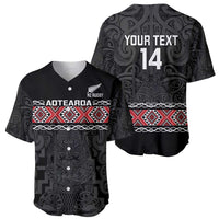 Custom New Zealand Silver Fern Rugby Baseball Jersey All Black Maori Taniko Pattern