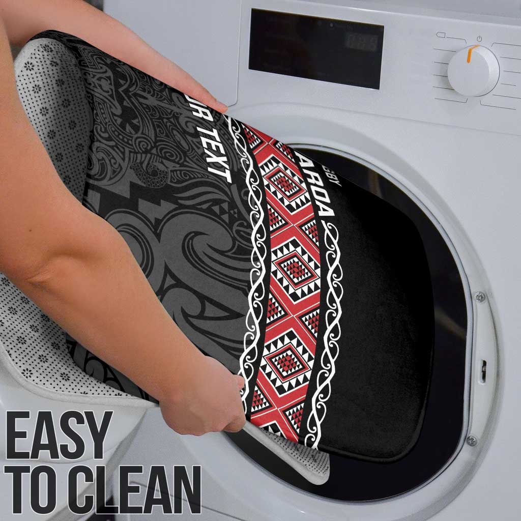 Custom New Zealand Silver Fern Rugby Bathroom Set All Black Maori Taniko Pattern - Polynesian Pride