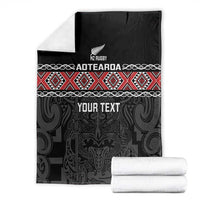 Custom New Zealand Silver Fern Rugby Blanket All Black Maori Taniko Pattern