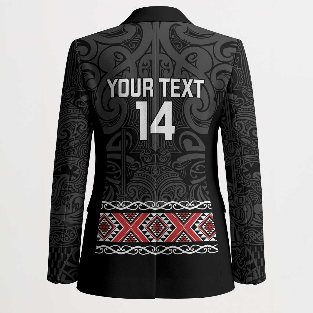 Custom New Zealand Silver Fern Rugby Blazer All Black Maori Taniko Pattern - Polynesian Pride