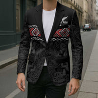 Custom New Zealand Silver Fern Rugby Blazer All Black Maori Taniko Pattern - Polynesian Pride