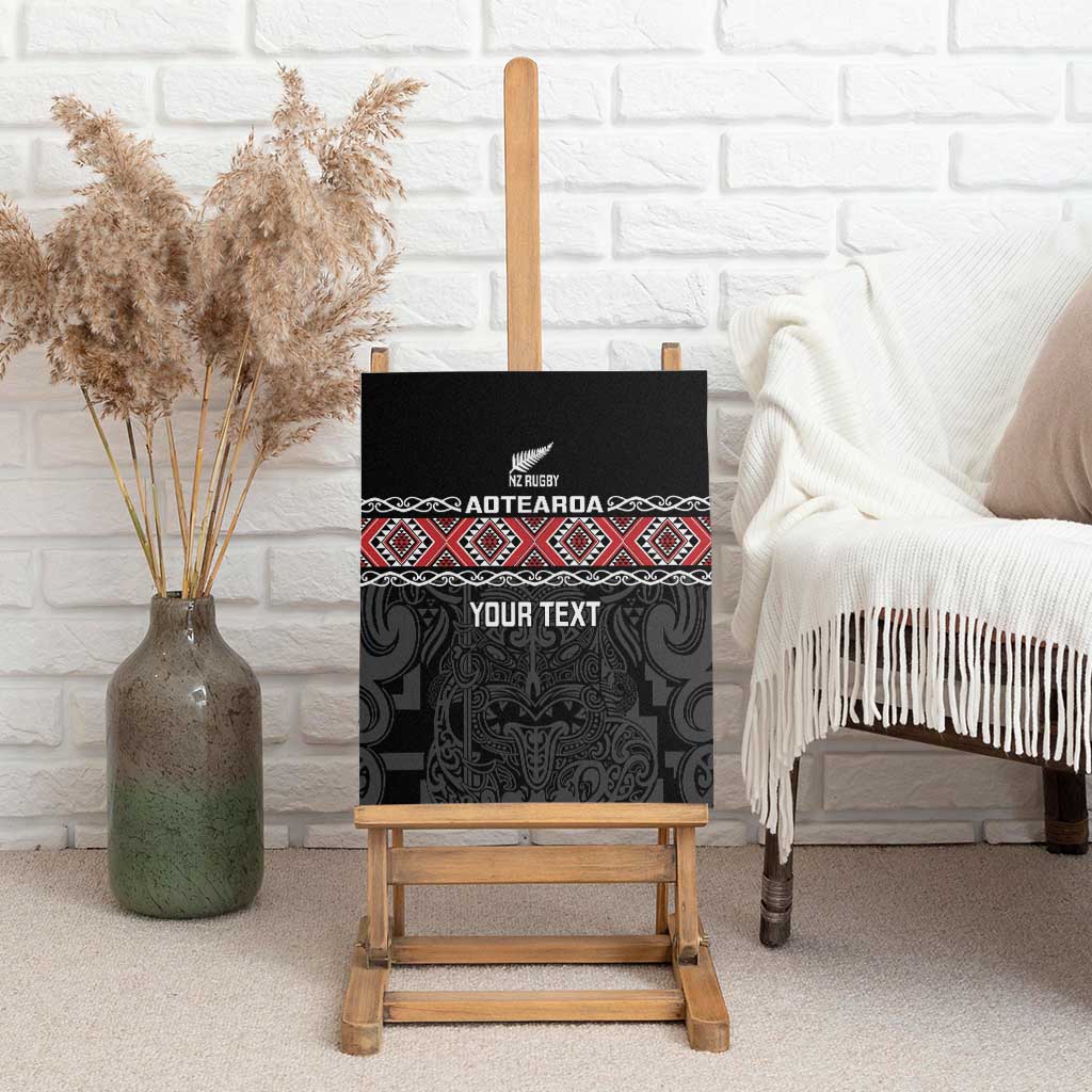 Custom New Zealand Silver Fern Rugby Canvas Wall Art All Black Maori Taniko Pattern