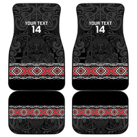 Custom New Zealand Silver Fern Rugby Car Mats All Black Maori Taniko Pattern