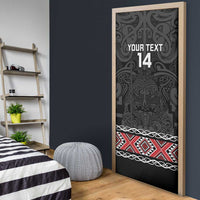 Custom New Zealand Silver Fern Rugby Door Cover All Black Maori Taniko Pattern - Polynesian Pride