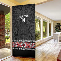 Custom New Zealand Silver Fern Rugby Door Cover All Black Maori Taniko Pattern - Polynesian Pride