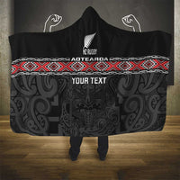 Custom New Zealand Silver Fern Rugby Hooded Blanket All Black Maori Taniko Pattern