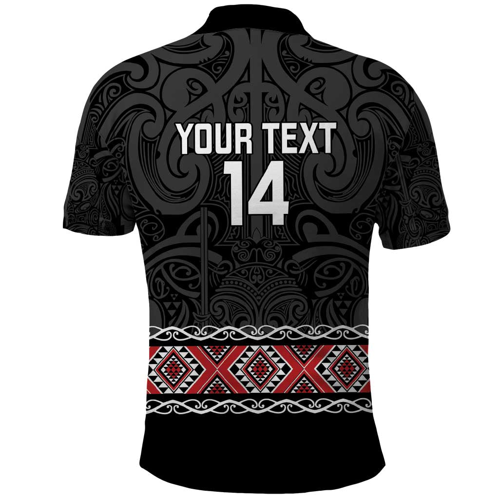 Custom New Zealand Silver Fern Rugby Polo Shirt All Black Maori Taniko Pattern