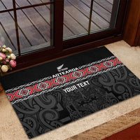 Custom New Zealand Silver Fern Rugby Rubber Doormat All Black Maori Taniko Pattern
