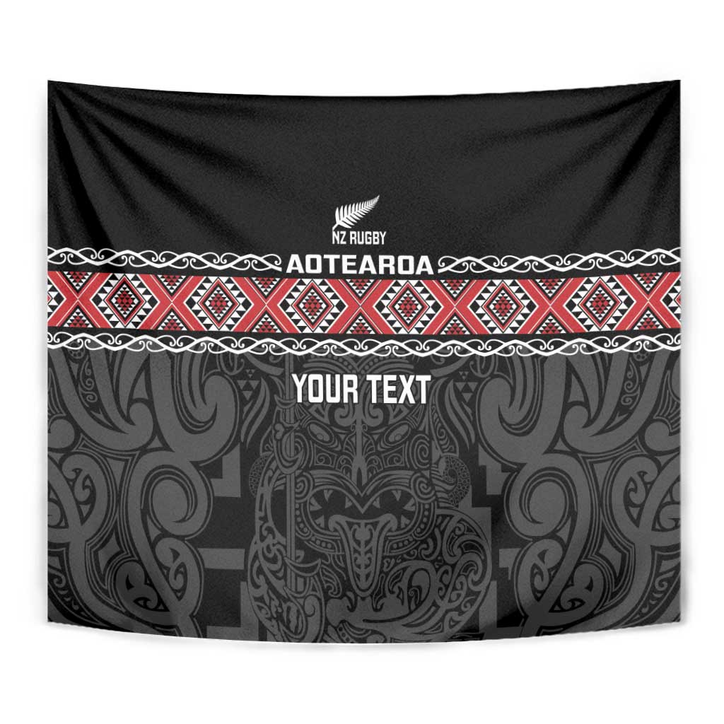 Custom New Zealand Silver Fern Rugby Tapestry All Black Maori Taniko Pattern