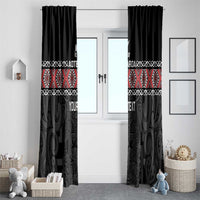 Custom New Zealand Silver Fern Rugby Window Curtain All Black Maori Taniko Pattern