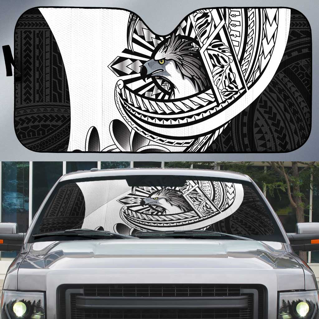 Philippines Eagle Sun Auto Sun Shade Filipino Agila Polynesian Tattoo Black Color LT14 Black - Polynesian Pride