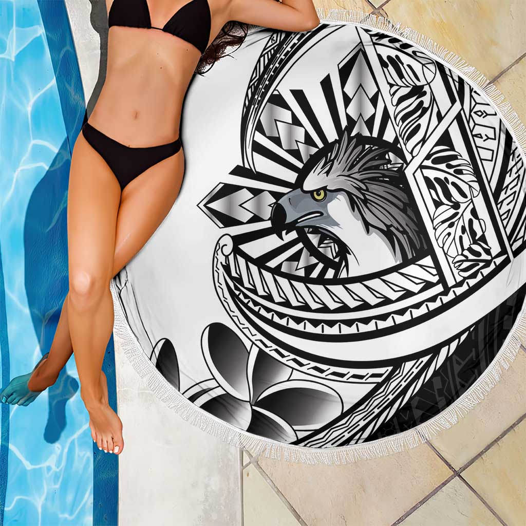 Philippines Eagle Sun Beach Blanket Filipino Agila Polynesian Tattoo Black Color