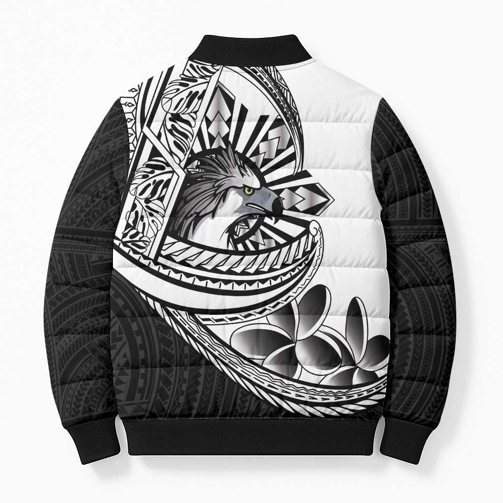 Philippines Eagle Sun Bomber Puffer Jacket Filipino Agila Polynesian Tattoo Black Color