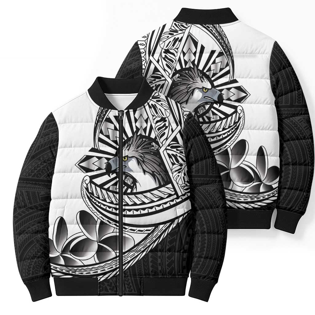 Philippines Eagle Sun Bomber Puffer Jacket Filipino Agila Polynesian Tattoo Black Color