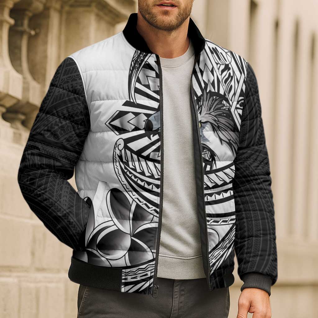 Philippines Eagle Sun Bomber Puffer Jacket Filipino Agila Polynesian Tattoo Black Color