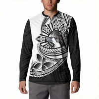 Philippines Eagle Sun Button Sweatshirt Filipino Agila Polynesian Tattoo Black Color