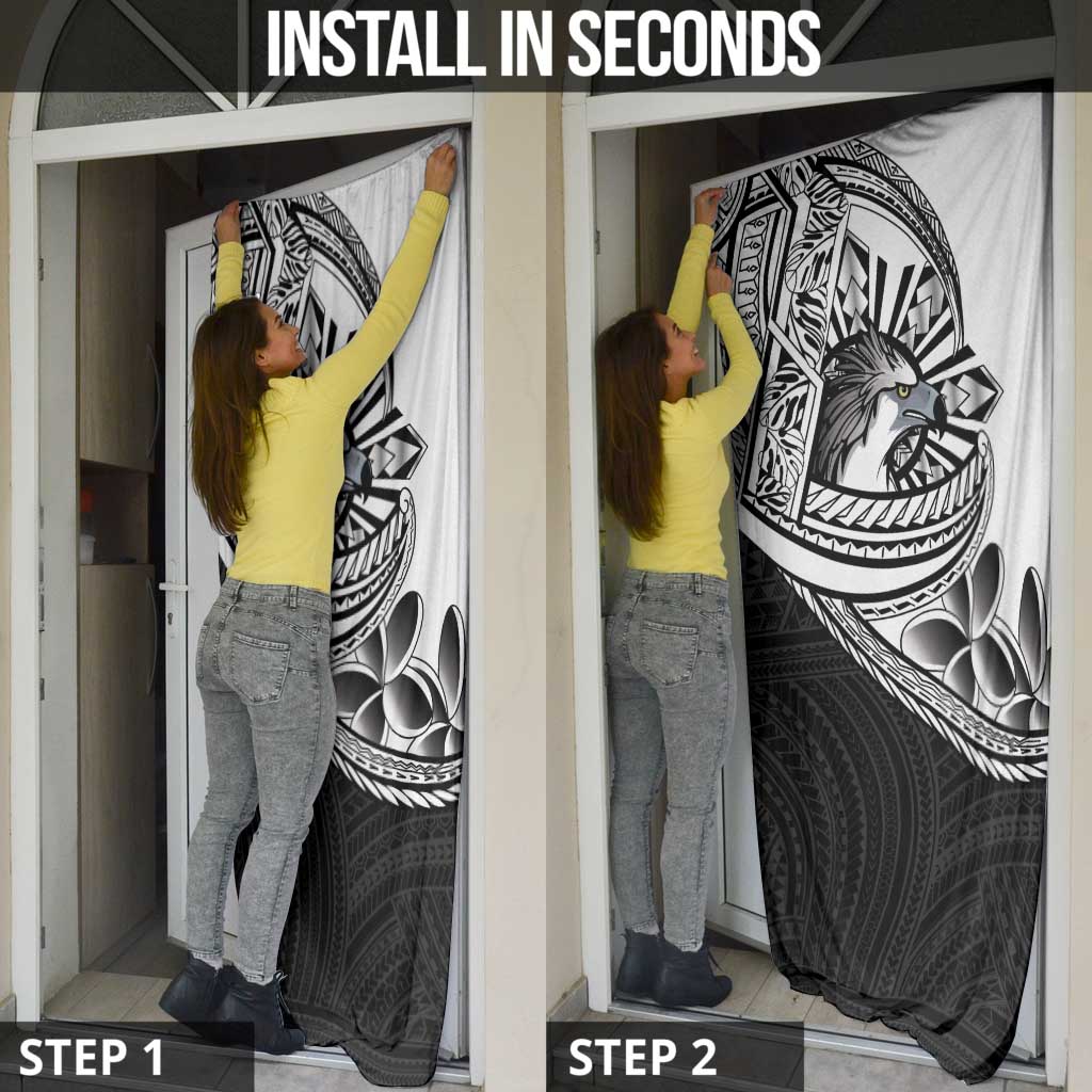 Philippines Eagle Sun Door Cover Filipino Agila Polynesian Tattoo Black Color