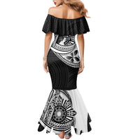Philippines Eagle Sun Family Matching Mermaid Dress and Hawaiian Shirt Filipino Agila Polynesian Tattoo Black Color