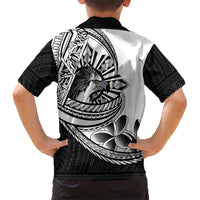 Philippines Eagle Sun Family Matching Off Shoulder Short Dress and Hawaiian Shirt Filipino Agila Polynesian Tattoo Black Color
