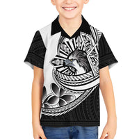 Philippines Eagle Sun Family Matching Off Shoulder Short Dress and Hawaiian Shirt Filipino Agila Polynesian Tattoo Black Color