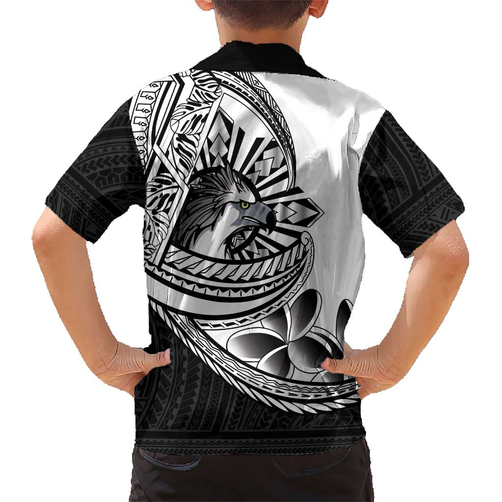 Philippines Eagle Sun Family Matching Puletasi and Hawaiian Shirt Filipino Agila Polynesian Tattoo Black Color