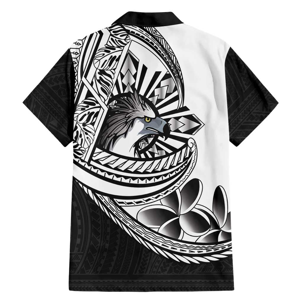 Philippines Eagle Sun Family Matching Short Sleeve Bodycon Dress and Hawaiian Shirt Filipino Agila Polynesian Tattoo Black Color