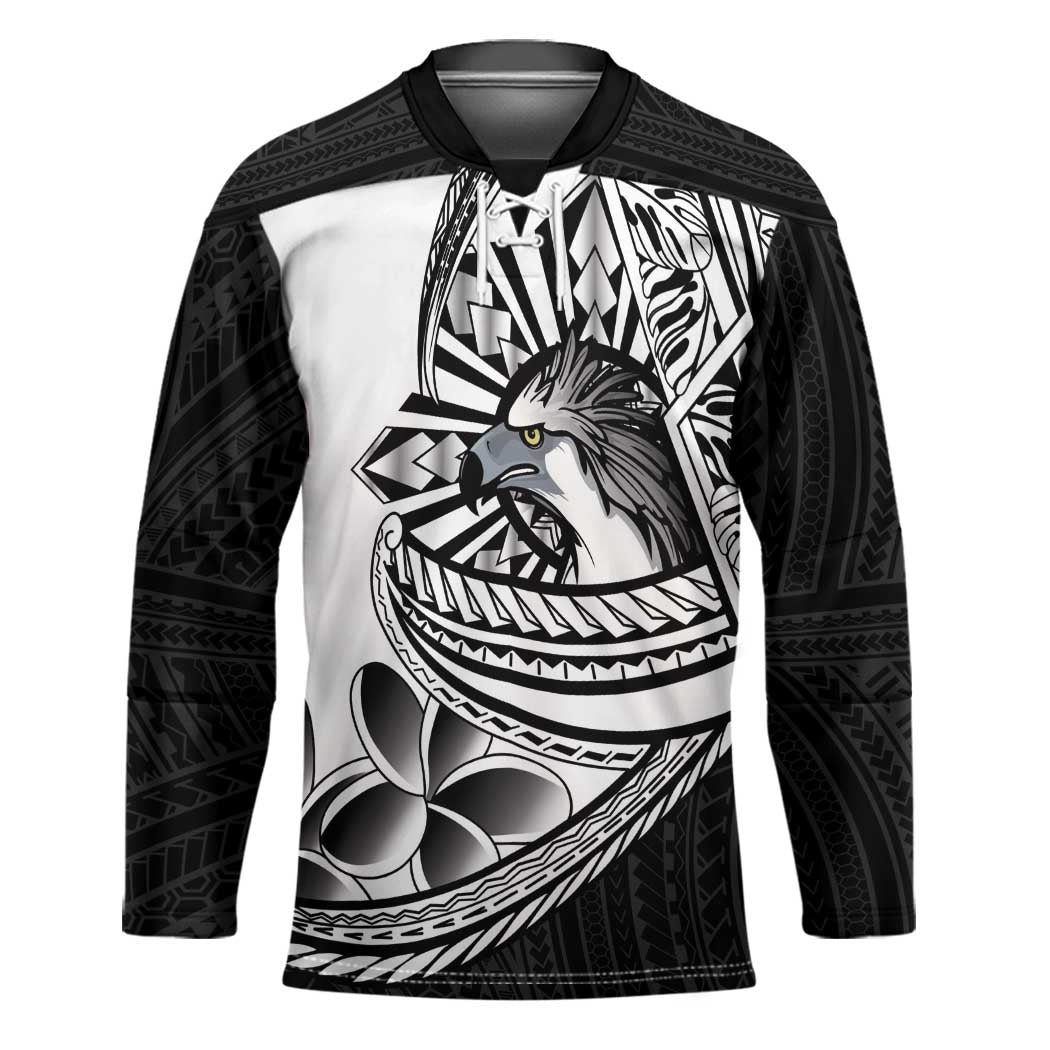 Philippines Eagle Sun Hockey Jersey Filipino Agila Polynesian Tattoo Black Color