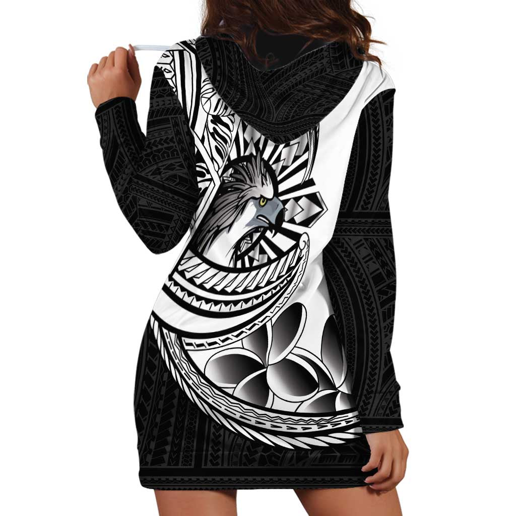 Philippines Eagle Sun Hoodie Dress Filipino Agila Polynesian Tattoo Black Color