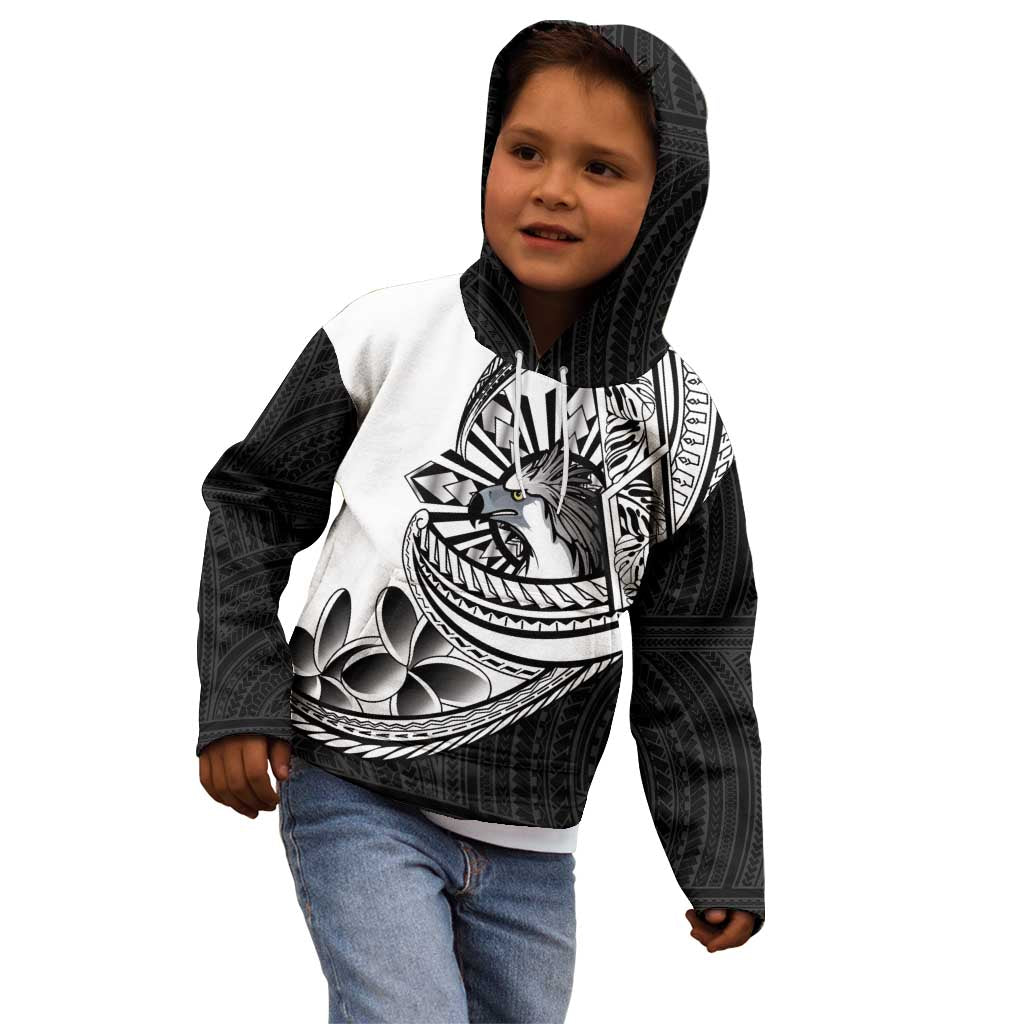 Philippines Eagle Sun Kid Hoodie Filipino Agila Polynesian Tattoo Black Color