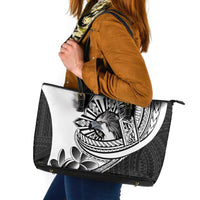 Philippines Eagle Sun Leather Tote Bag Filipino Agila Polynesian Tattoo Black Color LT14 Black - Polynesian Pride