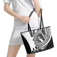 Philippines Eagle Sun Leather Tote Bag Filipino Agila Polynesian Tattoo Black Color LT14 - Polynesian Pride