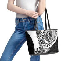 Philippines Eagle Sun Leather Tote Bag Filipino Agila Polynesian Tattoo Black Color LT14 - Polynesian Pride