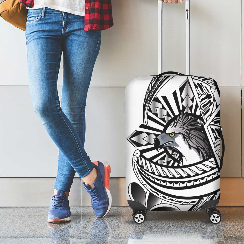 Philippines Eagle Sun Luggage Cover Filipino Agila Polynesian Tattoo Black Color