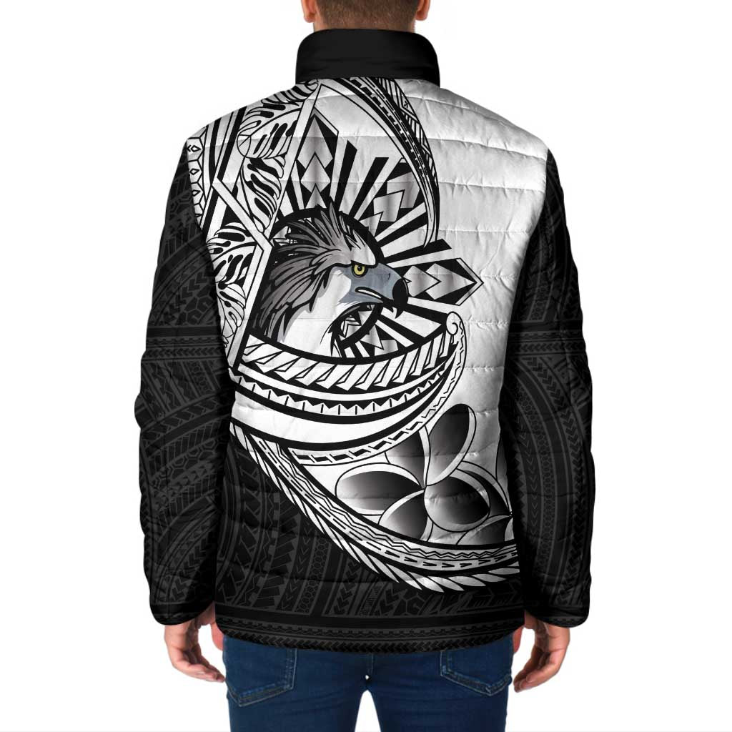 Philippines Eagle Sun Padded Jacket Filipino Agila Polynesian Tattoo Black Color