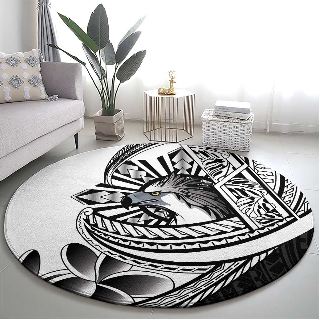 Philippines Eagle Sun Round Carpet Filipino Agila Polynesian Tattoo Black Color