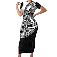 Philippines Eagle Sun Short Sleeve Bodycon Dress Filipino Agila Polynesian Tattoo Black Color LT14 Long Dress Black - Polynesian Pride