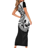 Philippines Eagle Sun Short Sleeve Bodycon Dress Filipino Agila Polynesian Tattoo Black Color LT14 - Polynesian Pride